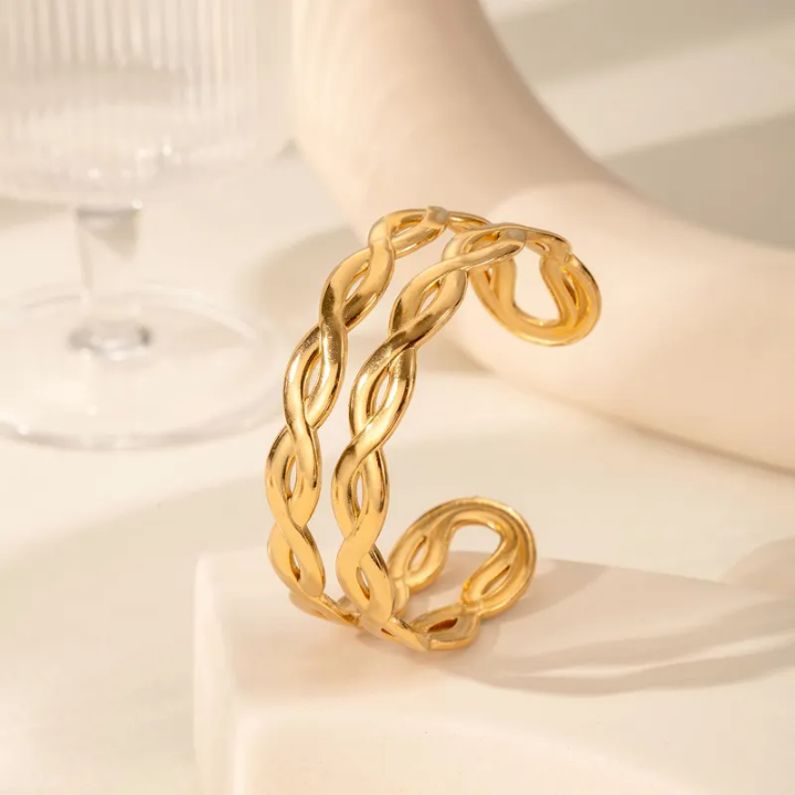 Stainless Steel Rope Twisting Wide Opening Bangle