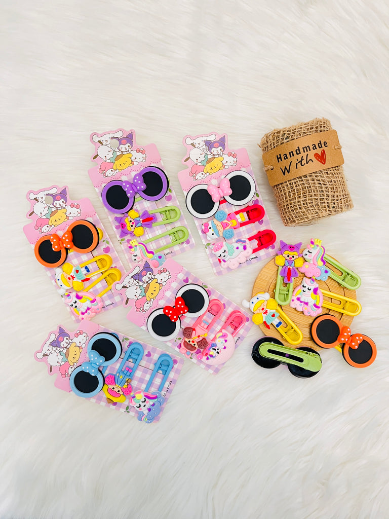 3Pcs Kawai Glasses Hair Clip Set