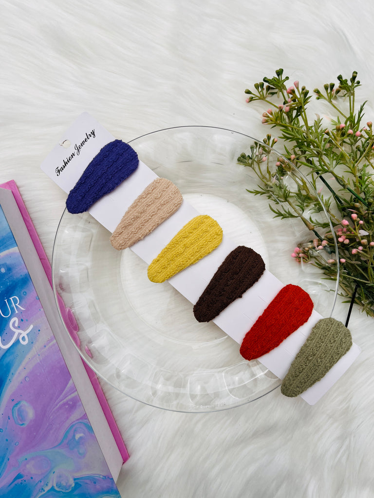 6pcs Knit Fabric Pair Clip Hair