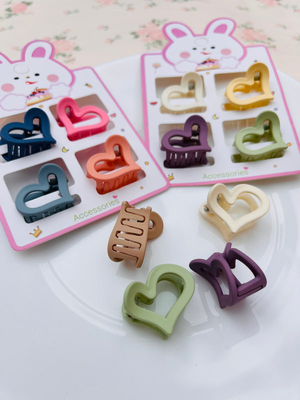 4pcs Heart Shape Mini Hair Claw Catcher