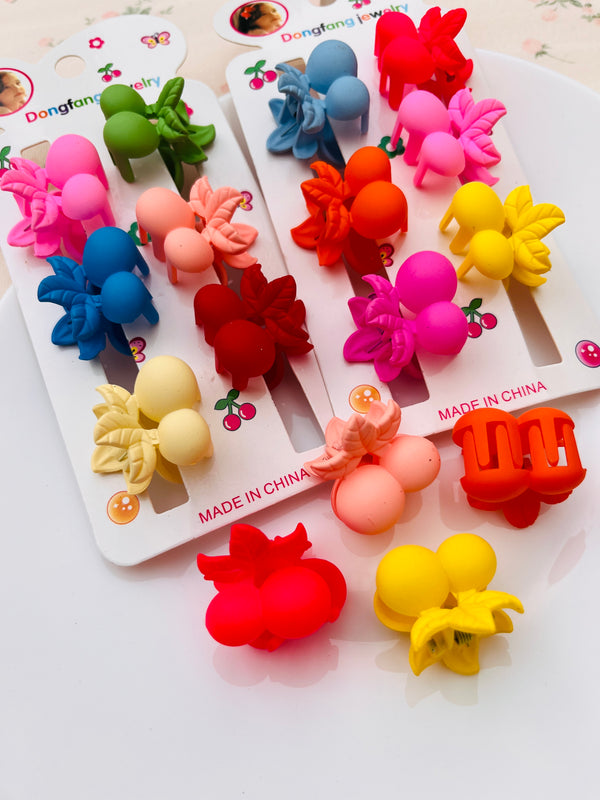 6pcs Cherry Shape Mini Hair Claw Catcher