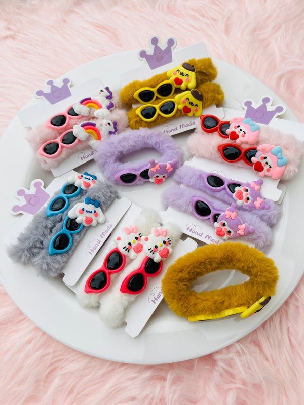 2pcs Fur Hair Tie Set