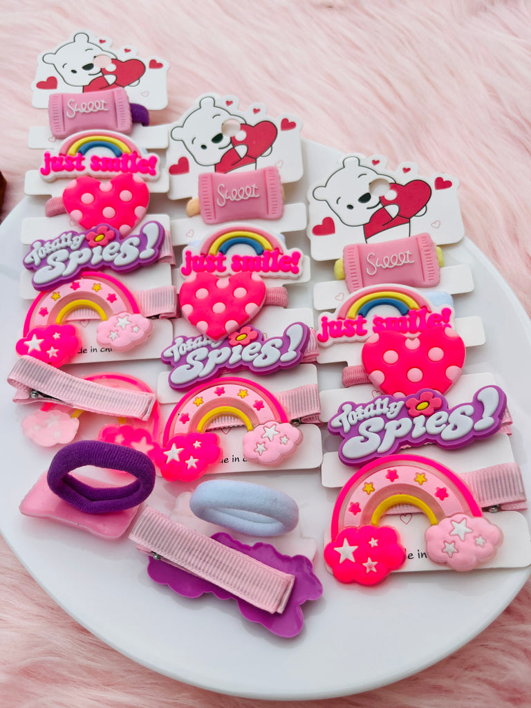 5pcs Sweet Candy Hair Clip & Hair Tie Set