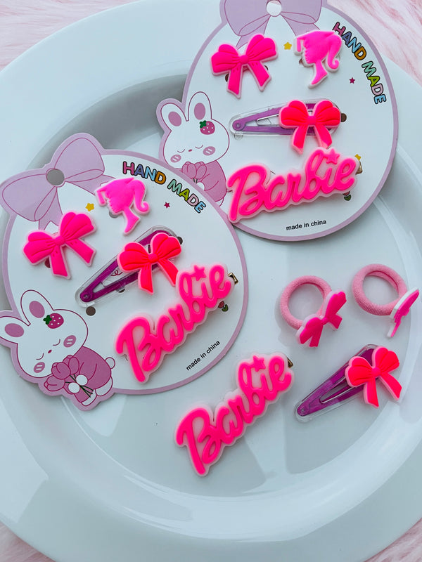 4pcs Barbie Hair Clip & Hair Tie Set