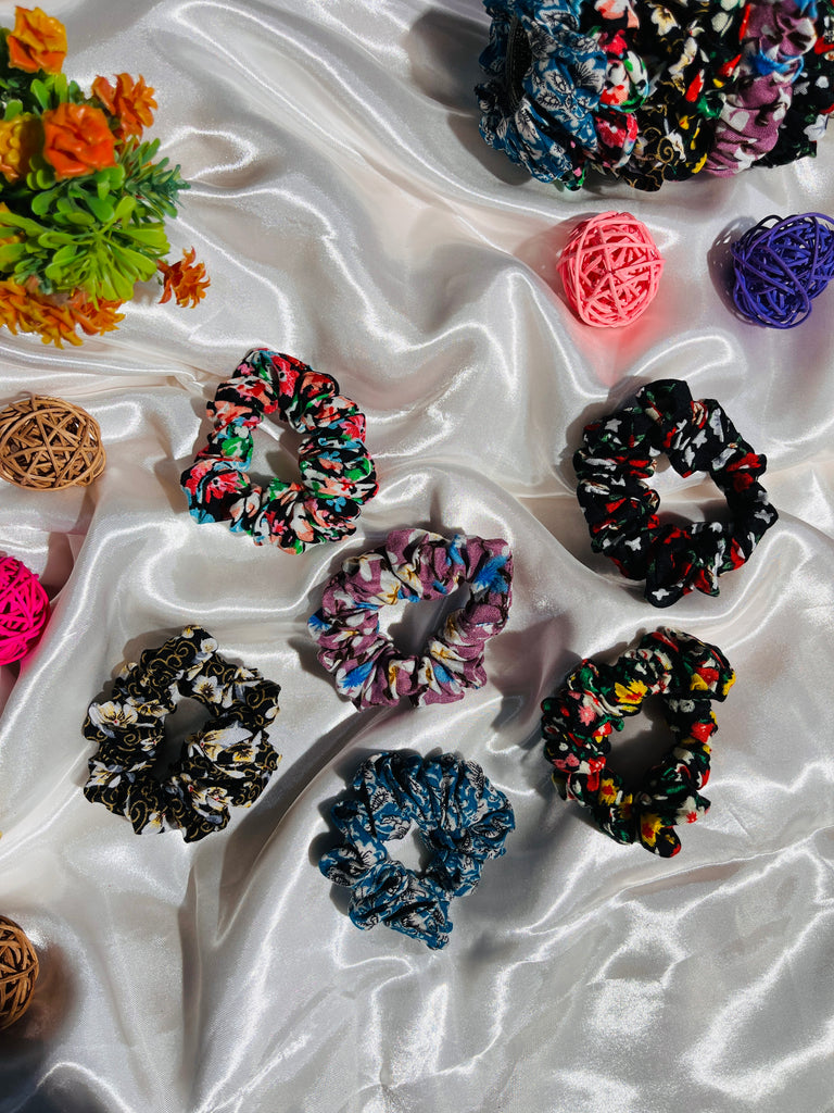 6pcs Flower Hair Scrunchies Set