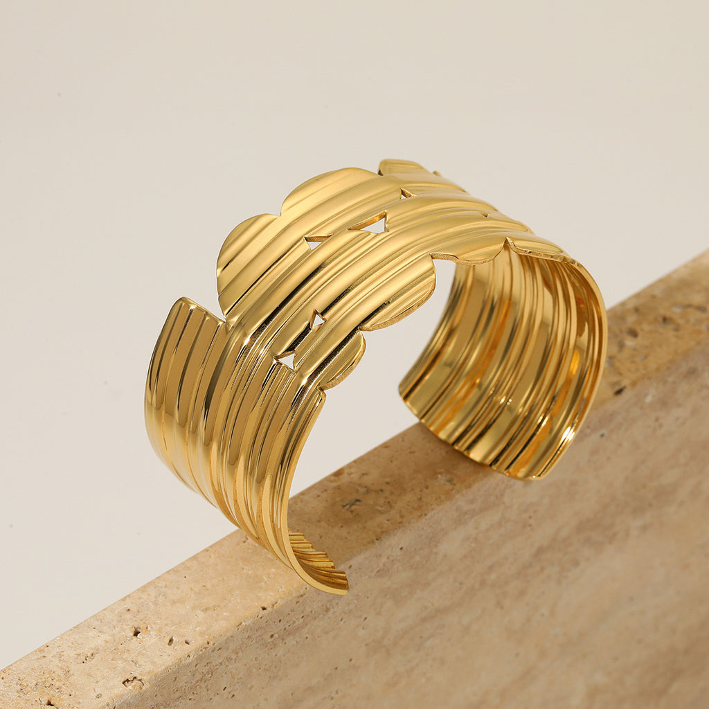 Stainless Steel Wide Cuff Open Bangle