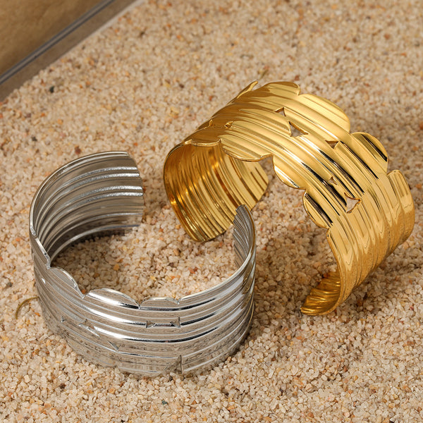 Stainless Steel Wide Cuff Open Bangle