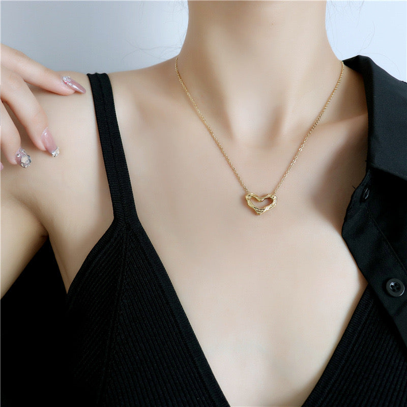 Stainless Steel Love Heart Chain Necklace