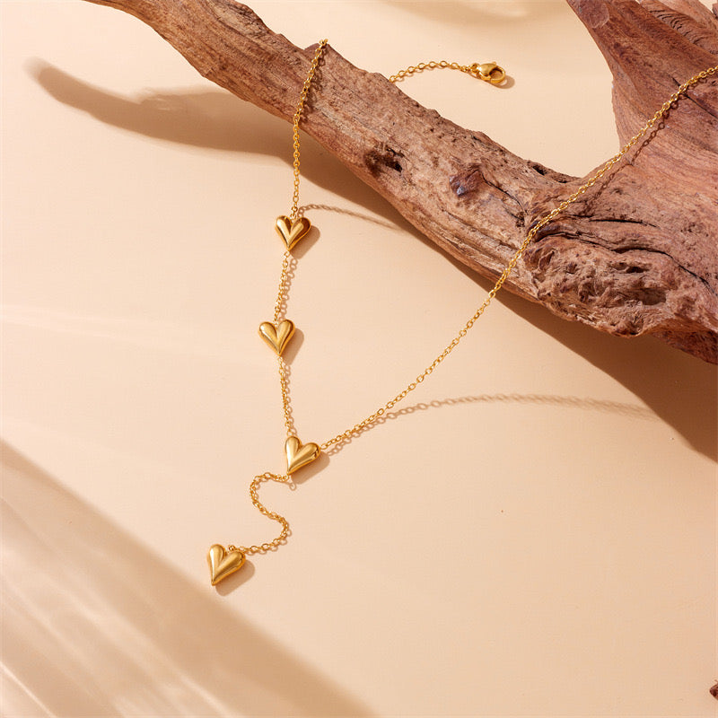 Stainless Steel Love Heart Charm Chain Necklace
