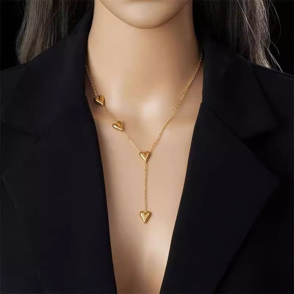 Stainless Steel Love Heart Charm Chain Necklace