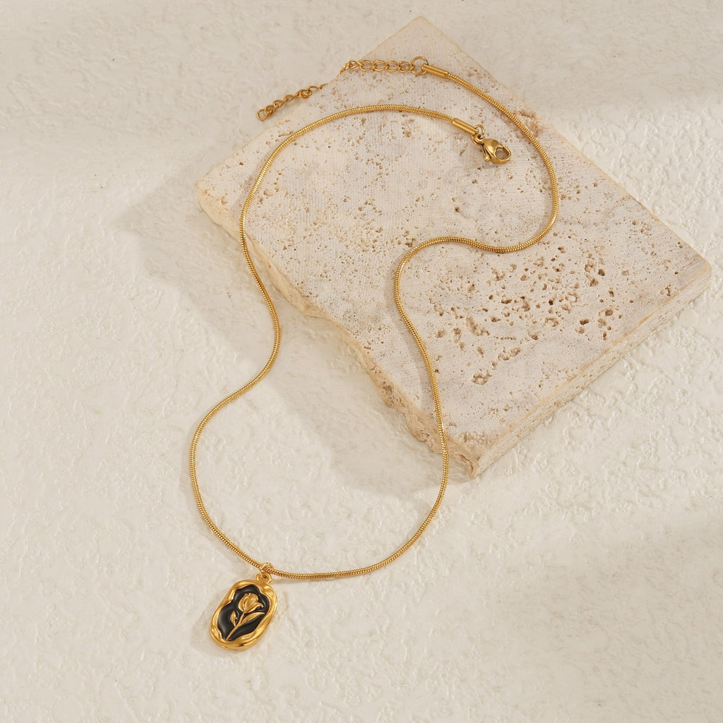 Stainless Steel Rose Pendant Necklace
