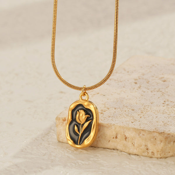 Stainless Steel Rose Pendant Necklace