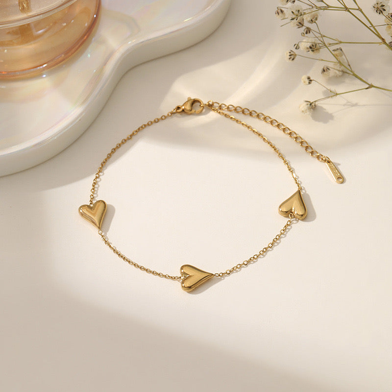 Stainless Steel Heart Shaped Gold Color Bracelet