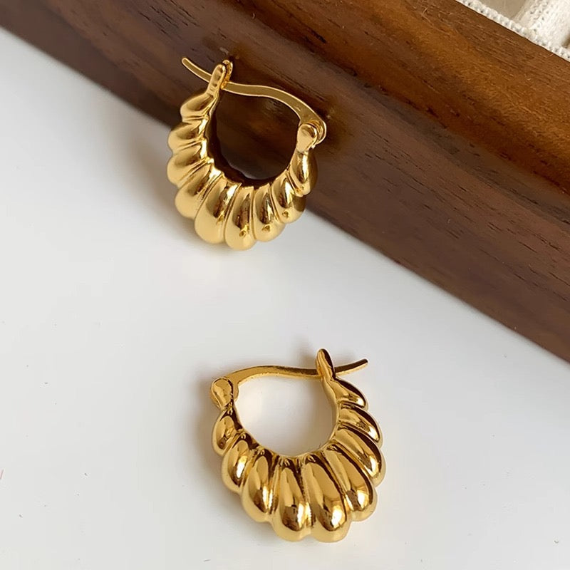 Stainless Steel Croissant Drop Stud Earrings
