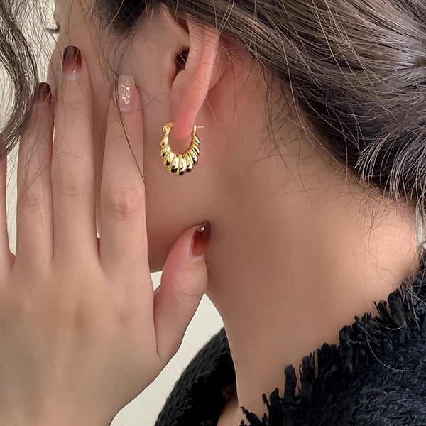 Stainless Steel Croissant Drop Stud Earrings