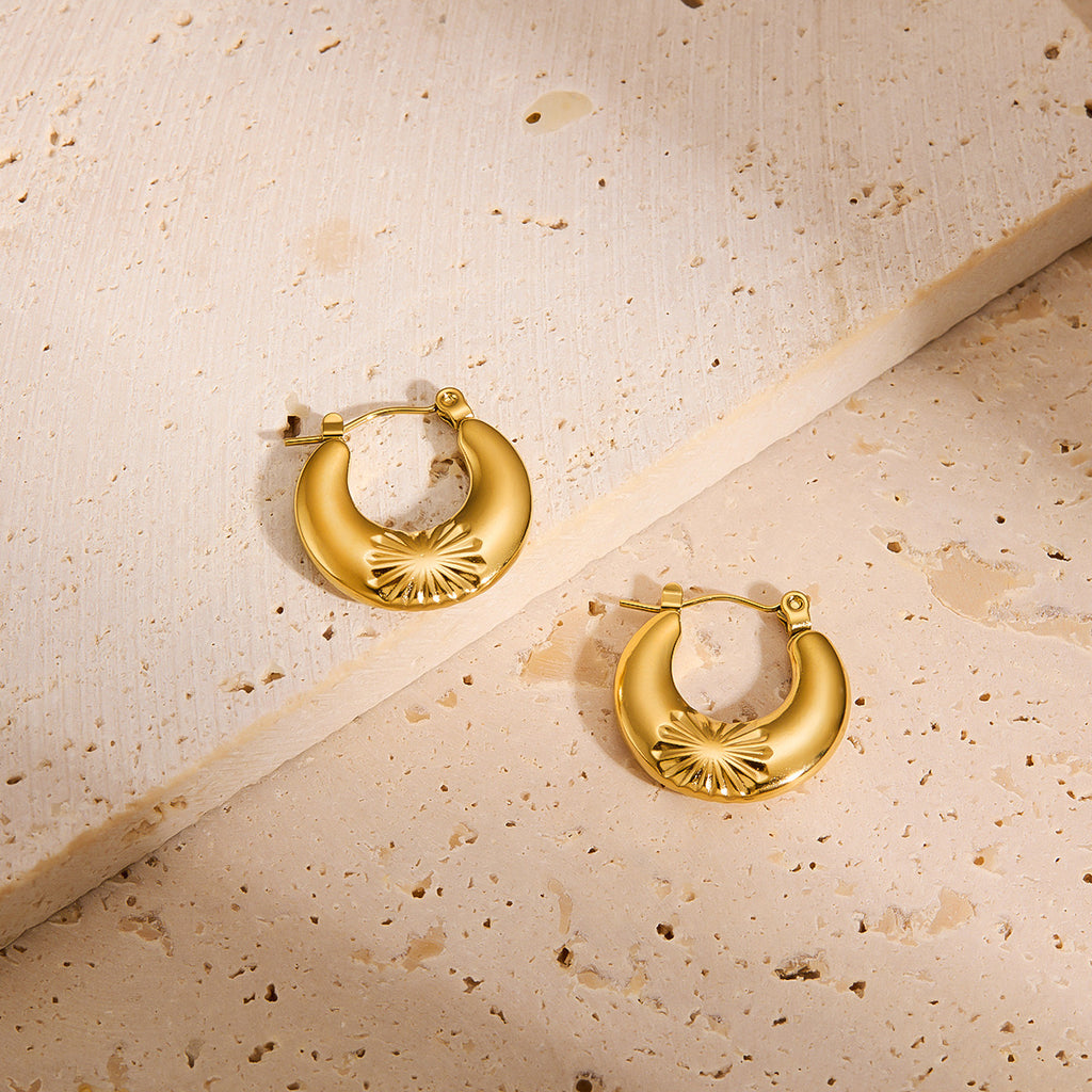Stainless Steel Circle Brinson's Flower Stud Earrings