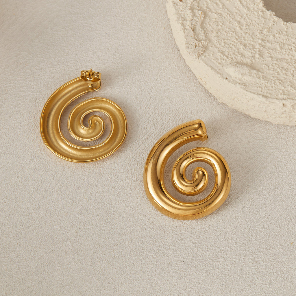 Stainless Steel Swirl Stud Earrings