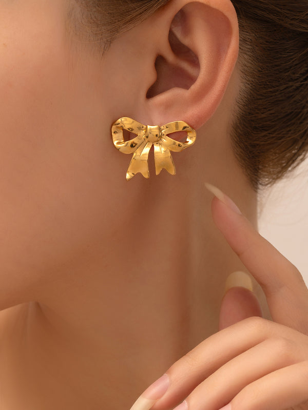 Stainless Steel Bow Earrings