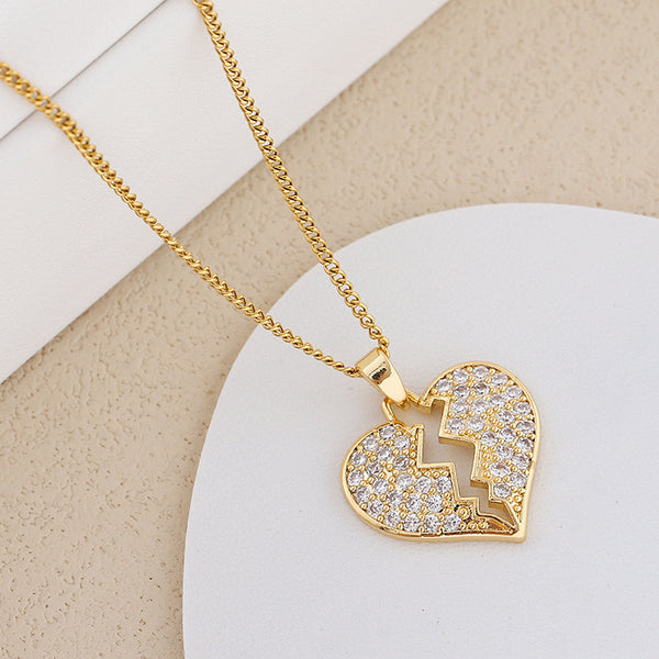 Stainless Steel Personality Broken Heart Cracking Heart Pendant Necklace