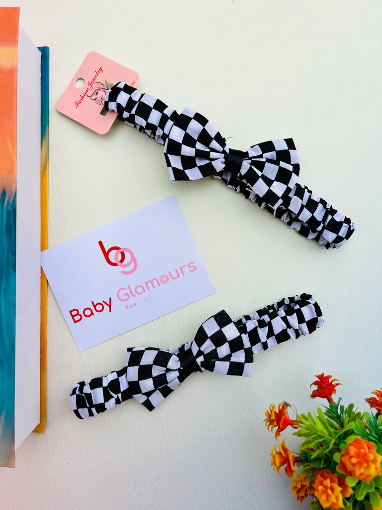 Bow Check Elastic Headband