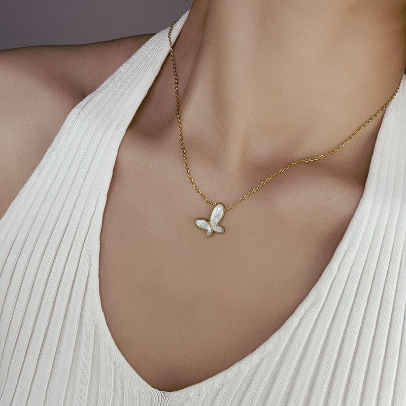 Stainless Steel Butterfly Shape Pendant Necklace