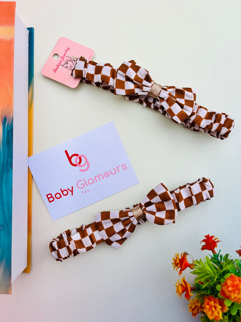 Bow Check Elastic Headband