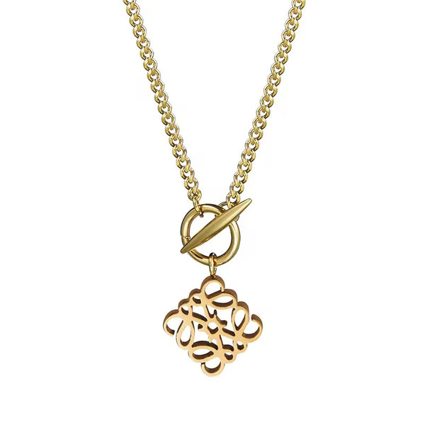 Stainless Steel Hollow out Geometric Pendant Necklace