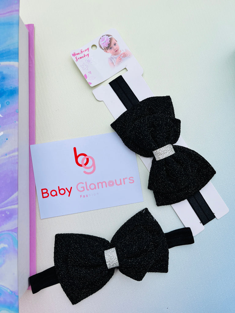 Velvet Glitter Bow Elastic Headband