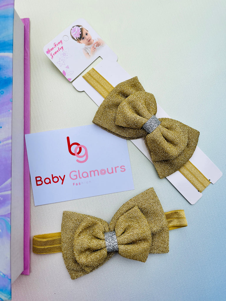 Velvet Glitter Bow Elastic Headband