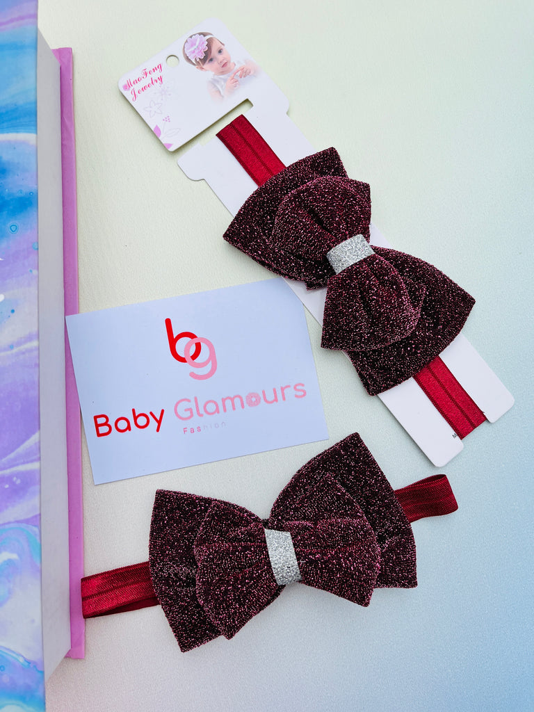 Velvet Glitter Bow Elastic Headband