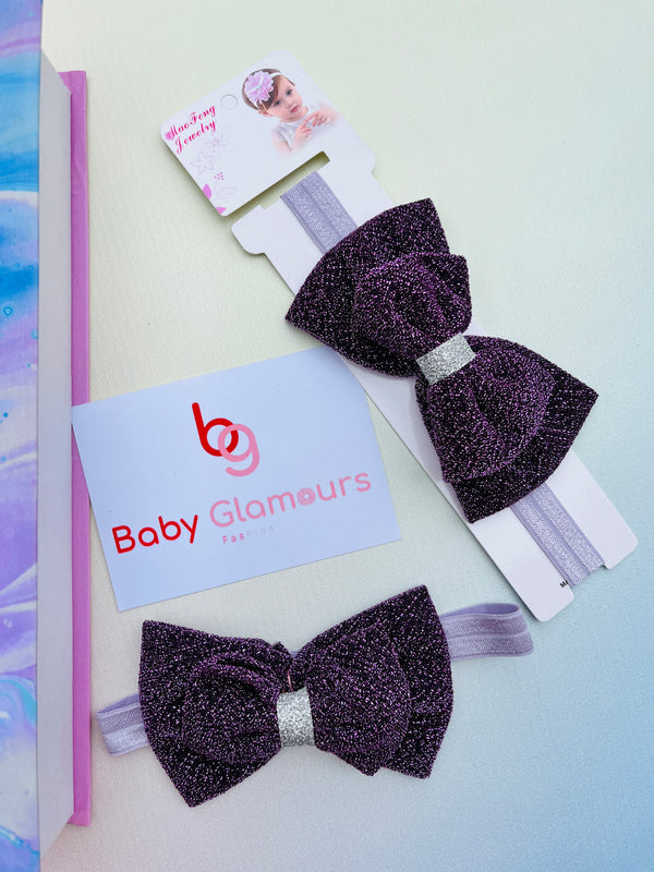 Velvet Glitter Bow Elastic Headband