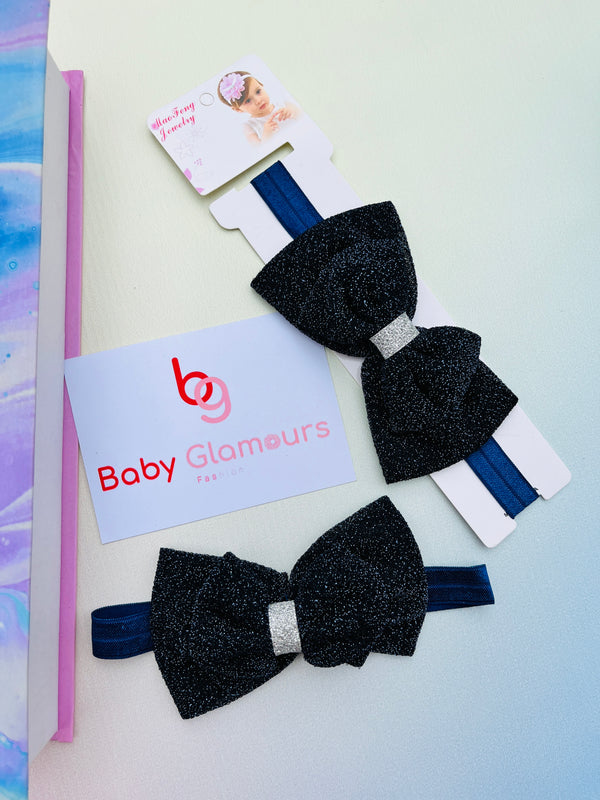 Velvet Glitter Bow Elastic Headband