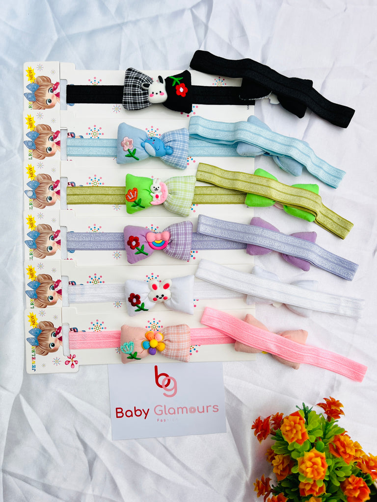 Cartoon Check Bow Elastic Headband