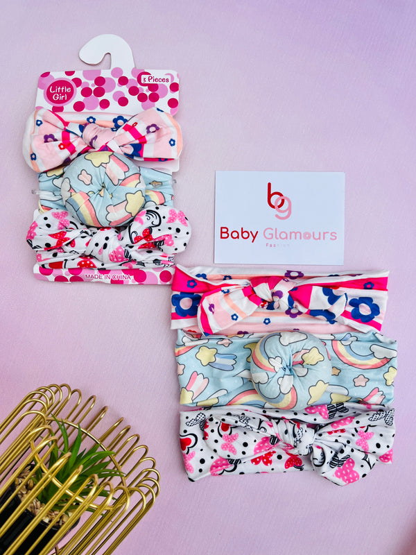 3pcs Bow Printed Elastic Headband