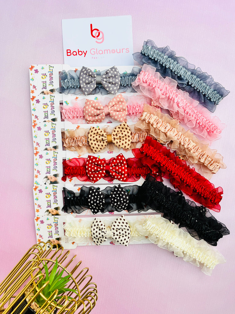 All Over Heart Bow Net Elastic Headband