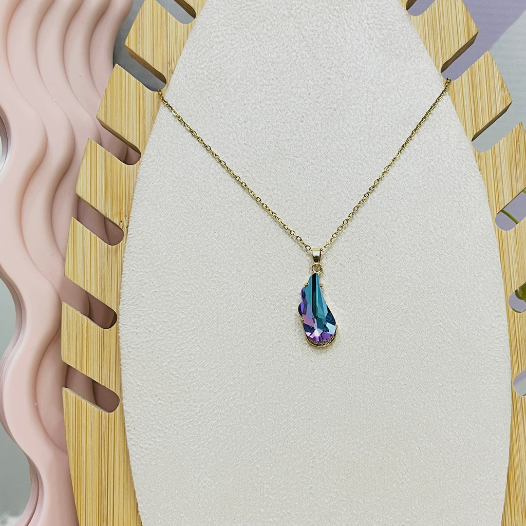 Stainless Steel Colorful Half Wings Pendant Necklace