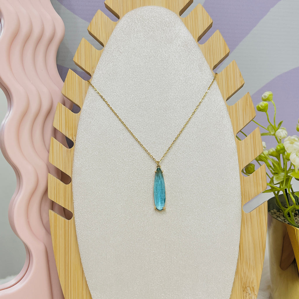 Stainless Steel Colorful Water Drop Pendant Necklace