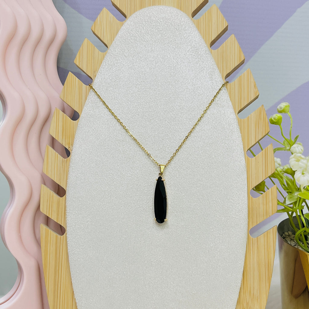 Stainless Steel Colorful Water Drop Pendant Necklace