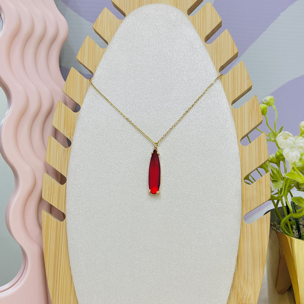 Stainless Steel Colorful Water Drop Pendant Necklace