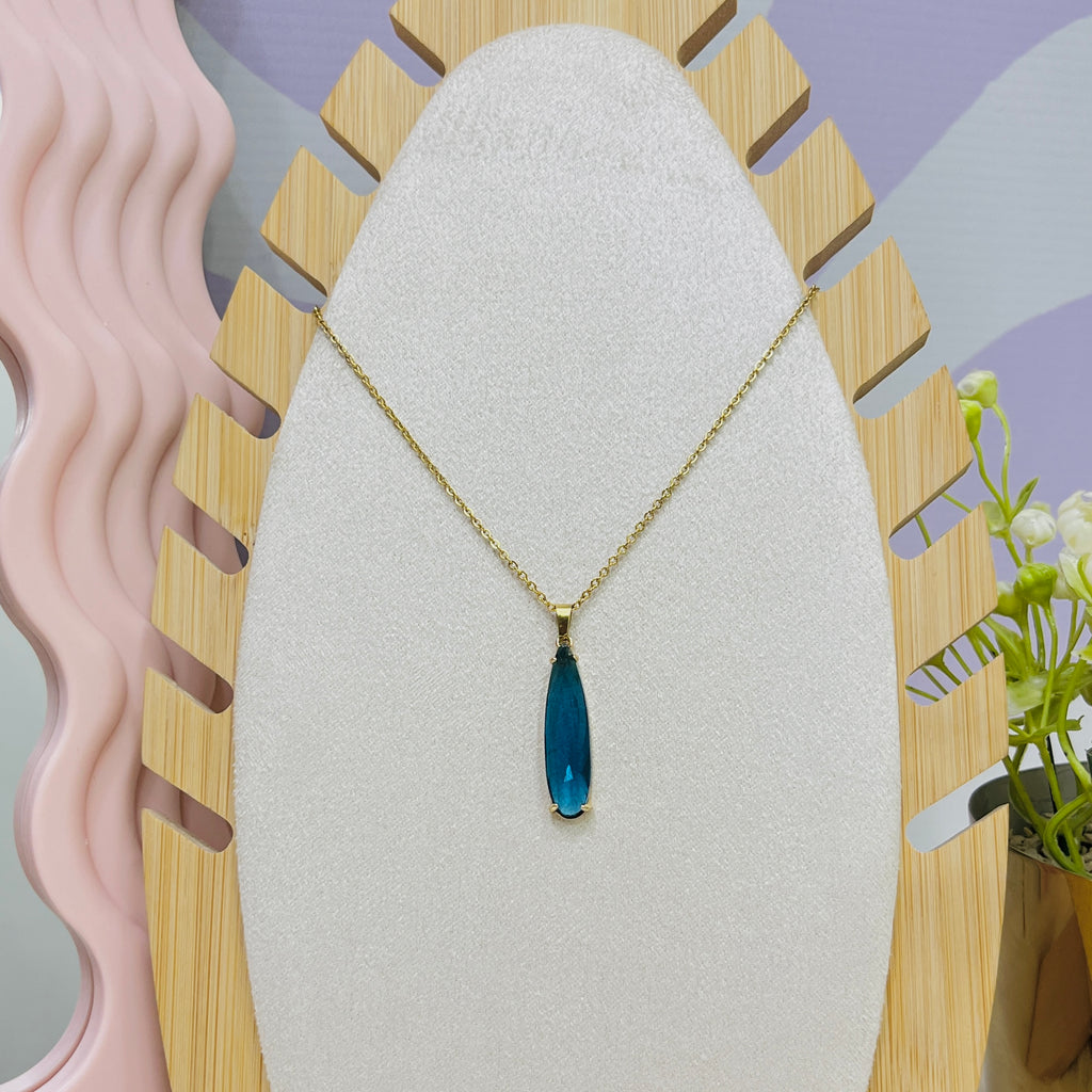 Stainless Steel Colorful Water Drop Pendant Necklace