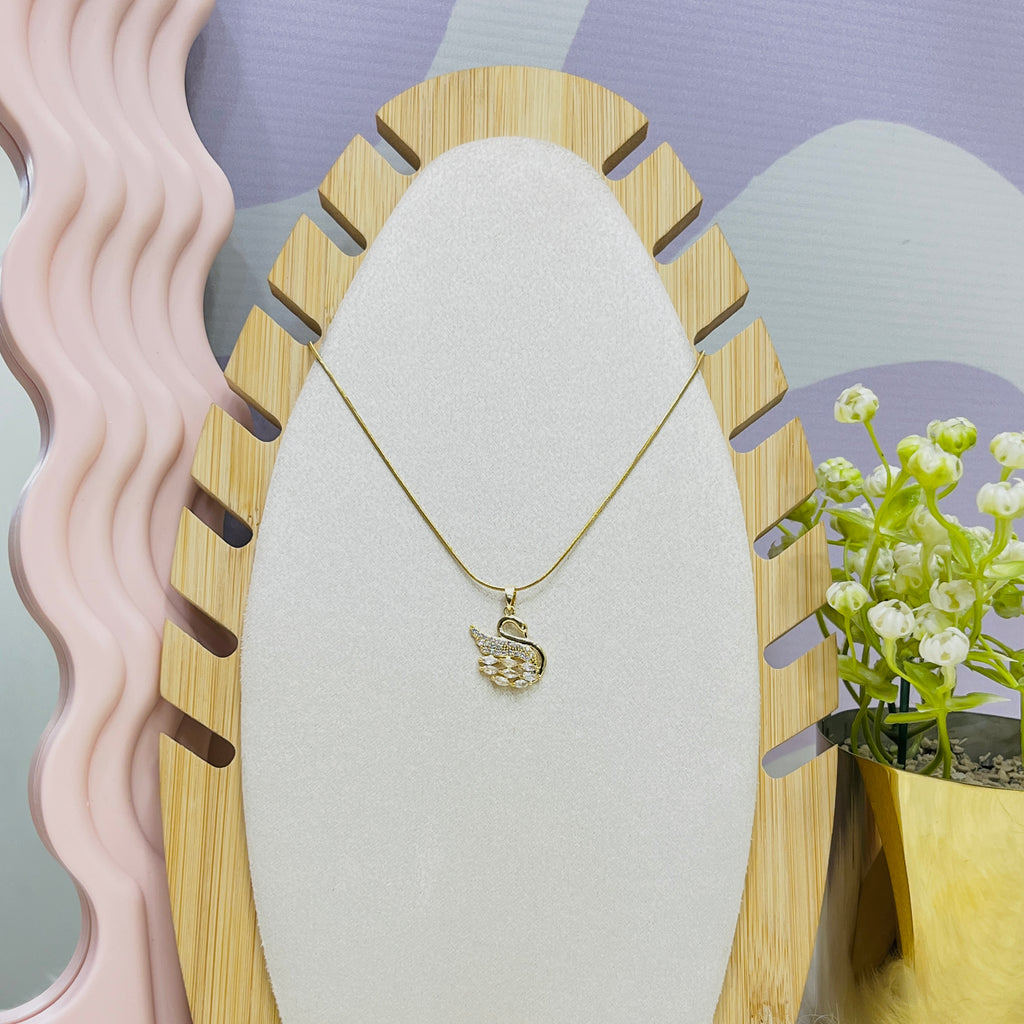 Stainless Steel Duck Pearl Pendant Necklace