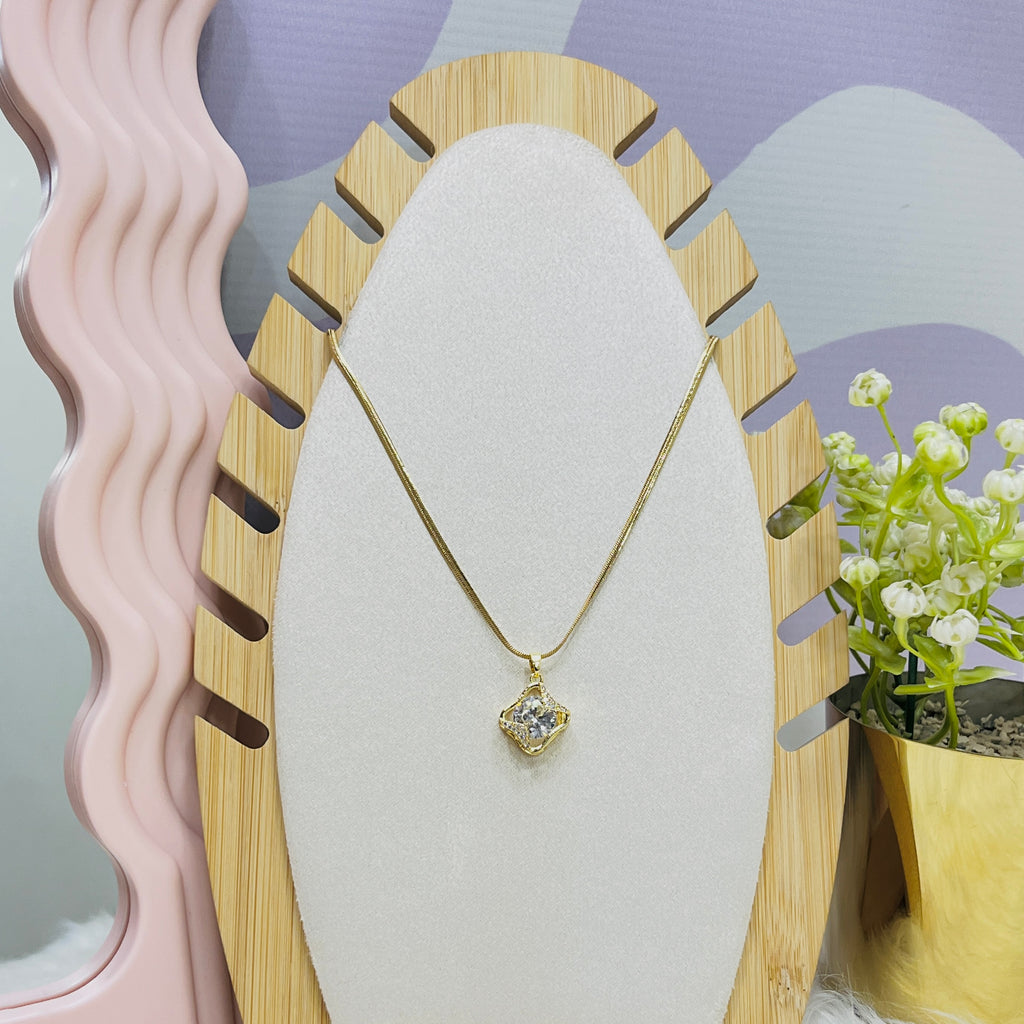 Stainless Steel Star Inner Big Zircon Pendant Necklace