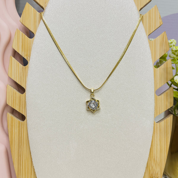 Stainless Steel Star Zircon Pendant Snake Necklace