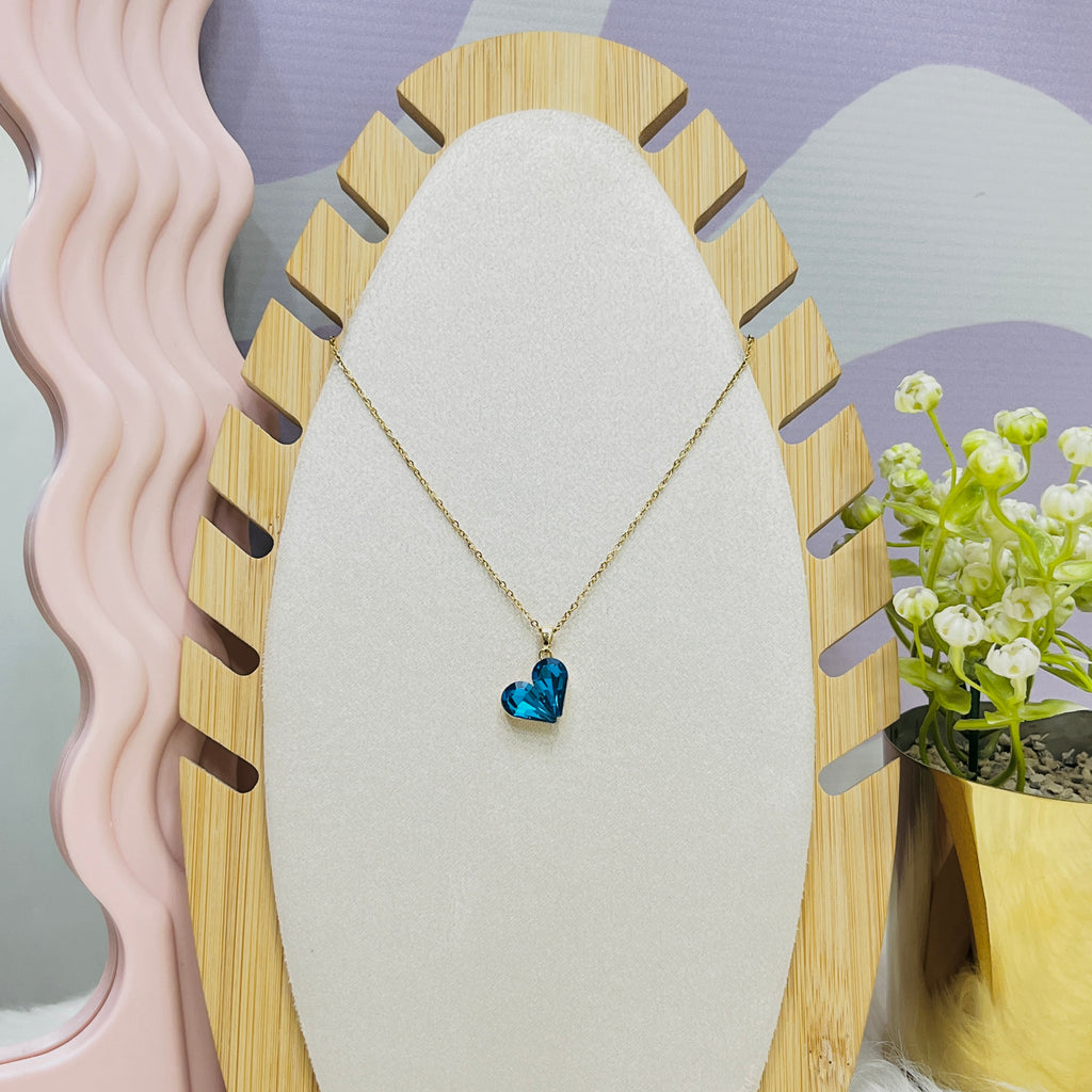 Stainless Steel Blue Heart Pendant Necklace