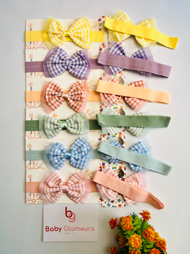 Check Net Bow Elastic Headband