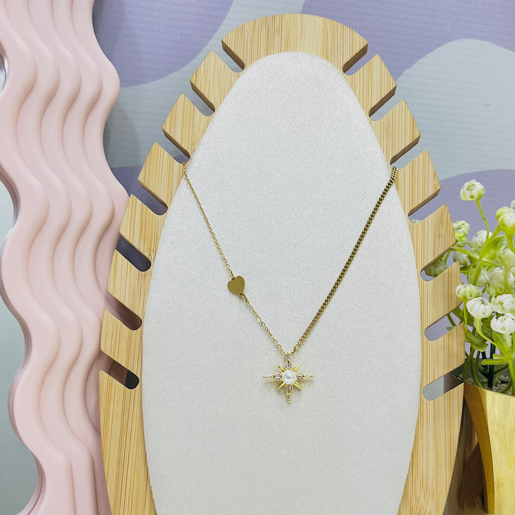 Stainless Steel Zircon Sparkles Pendant Necklace