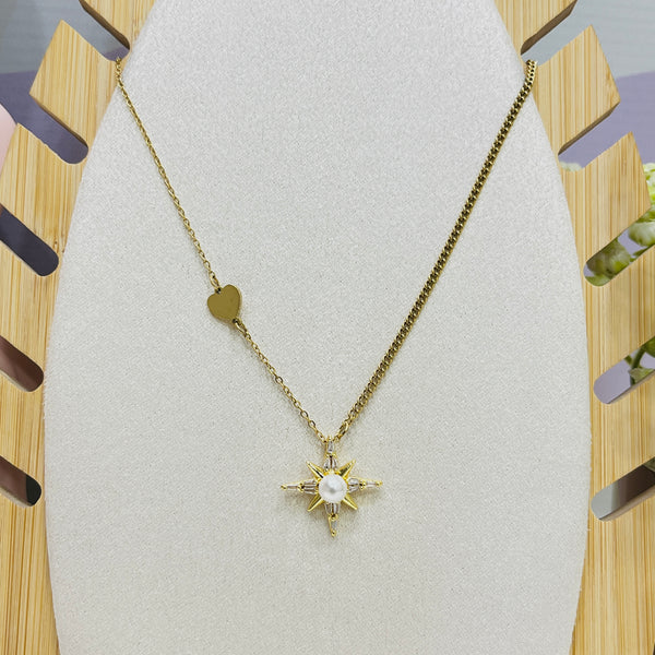 Stainless Steel Zircon Sparkles Pendant Necklace