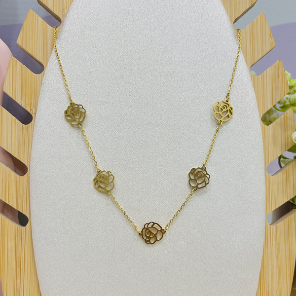 Stainless Steel 5 Roses Pendant Necklace