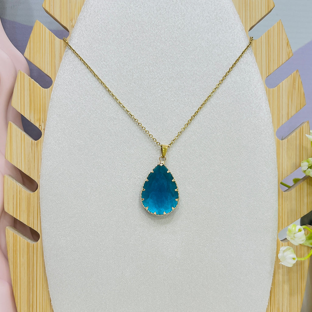 Stainless Steel Diamond Zircon Stone Pendant Necklace