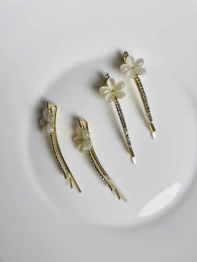 2pcs Flower Pearls Hair Pin